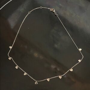 Elegant Sterling Silver Heart Charm Necklace 16”